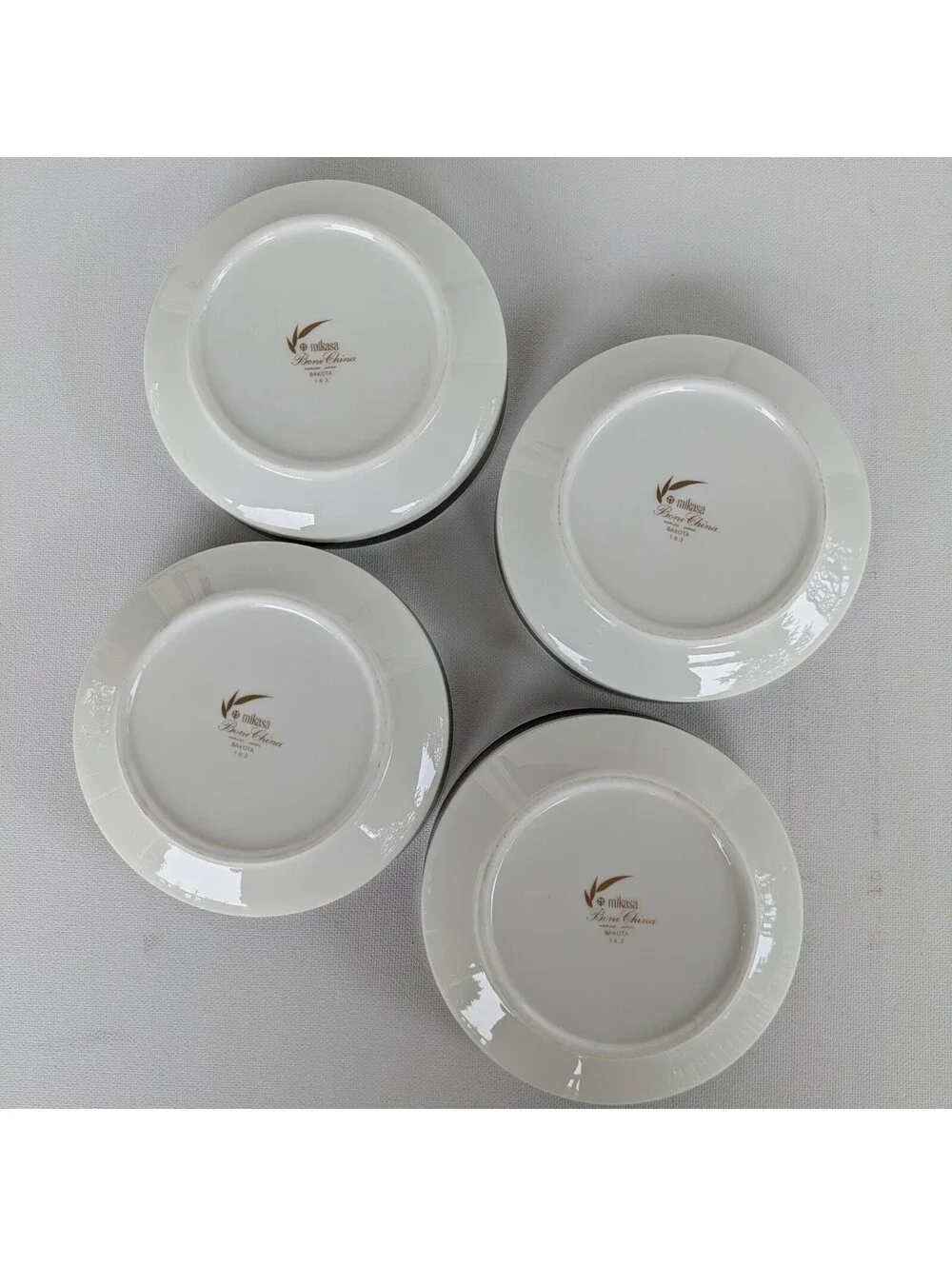 Vintage 1970s Set of 4 Black & White Geometric Bone China Small Bowls, Japan